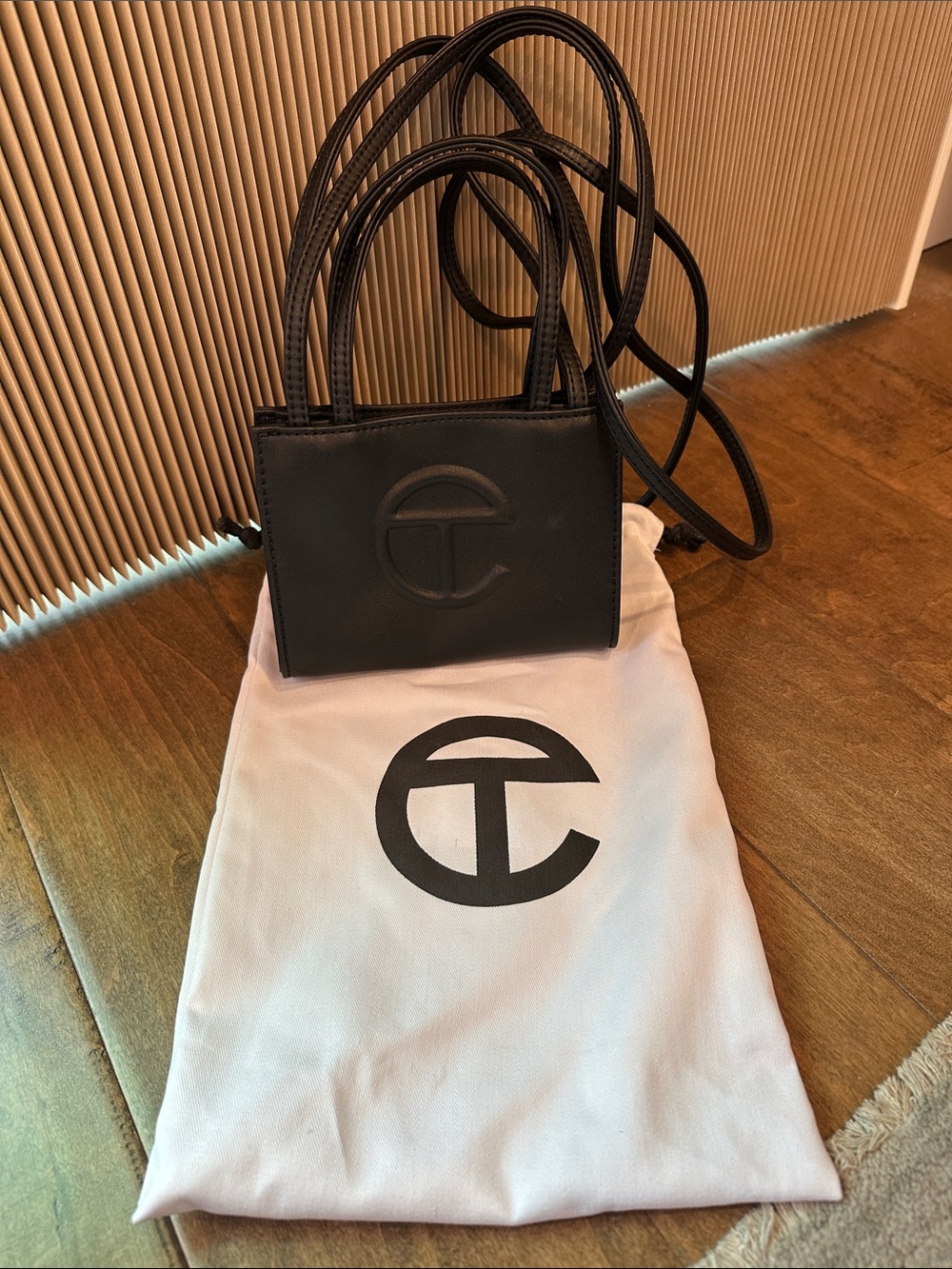 Telfar Small Shopping Bag Black Crossbody Tote with Dust Bag